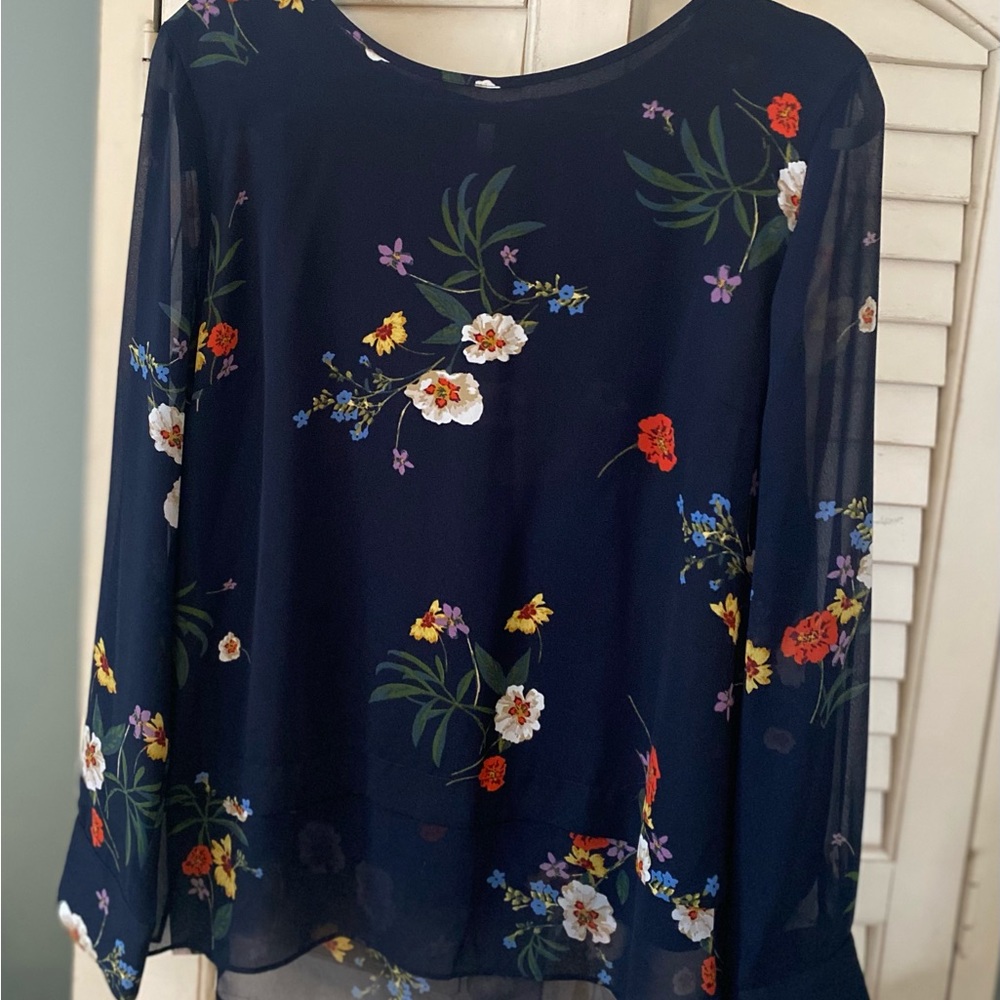 Vince Camuto Navy Blue floral Blouse